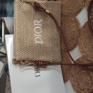 Authentic DIOR Trousse Raffia Pouch GWP